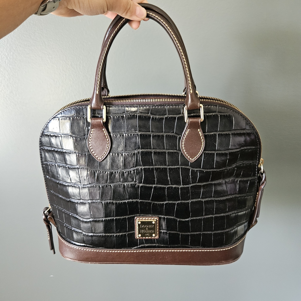 Dooney & Bourke Black Croc Embossed Satchel